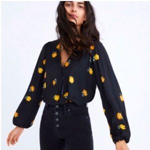 Madewell Bubble-Sleeve Wrap Top Floating Florets Size Small